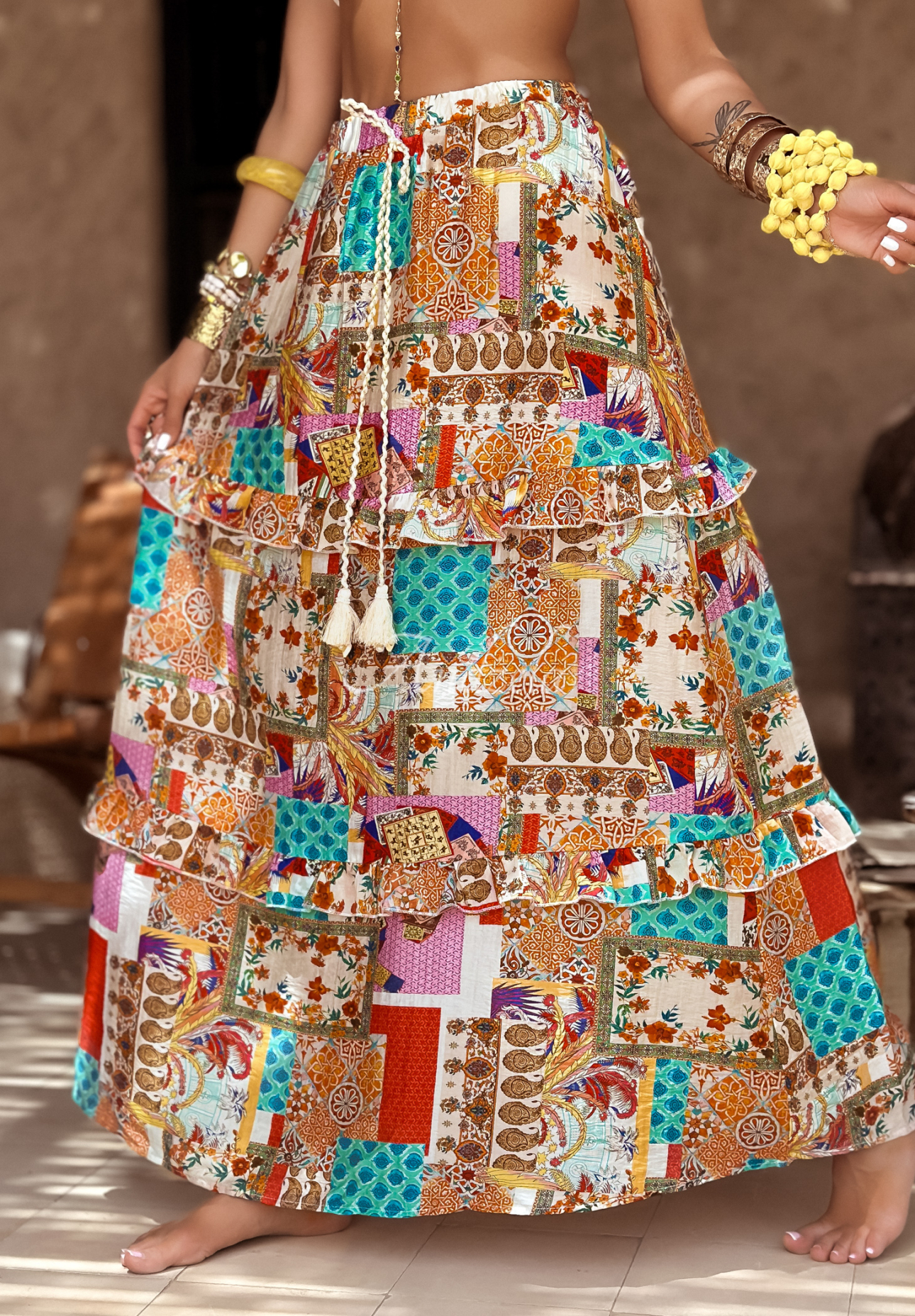 Sweet Summertime orange and blue patterned skirt