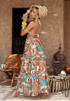 Wzorzysta spódnica Sweet Summertime pomarańczowo-niebieska