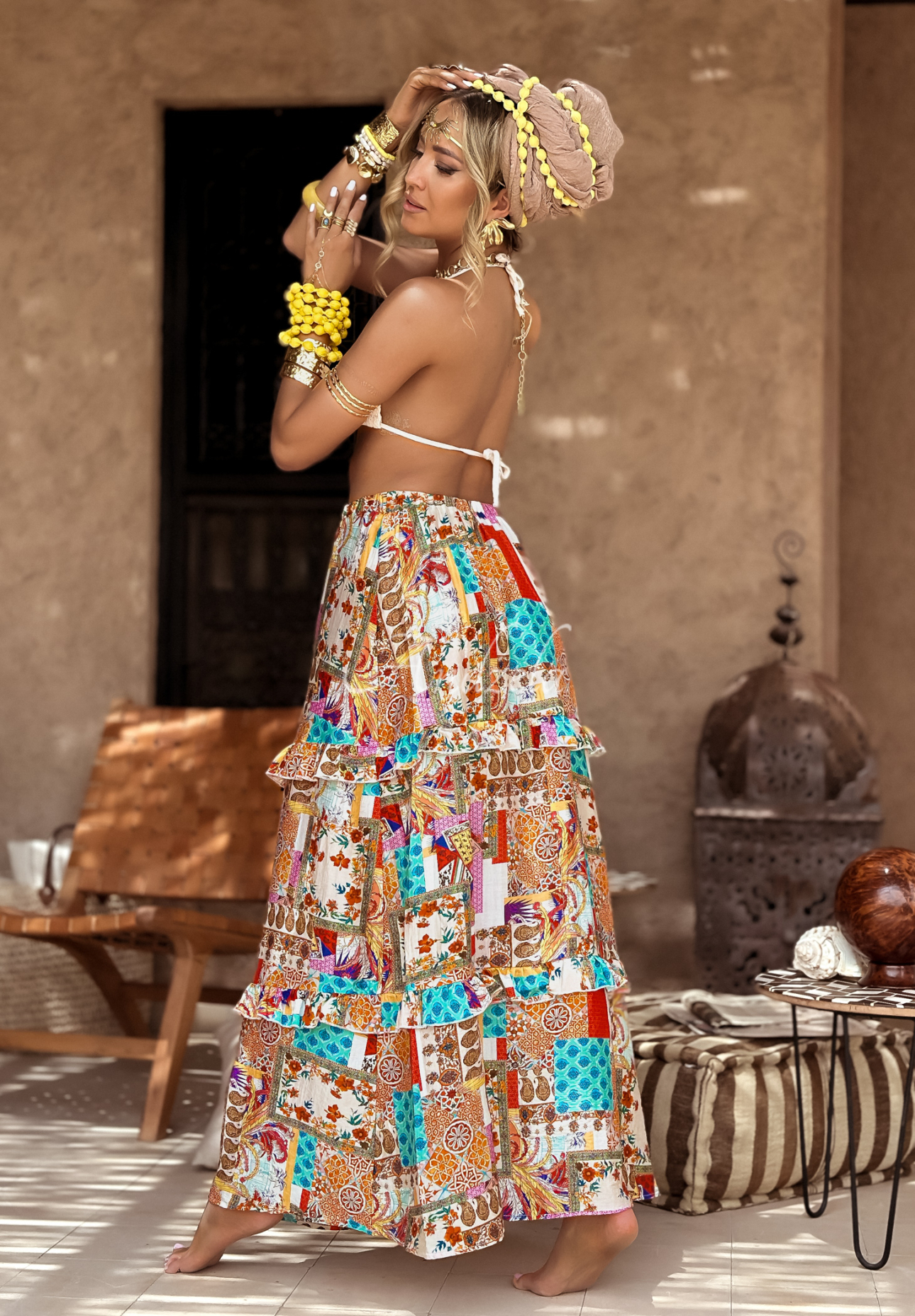 Sweet Summertime orange and blue patterned skirt