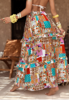 Wzorzysta spódnica Sweet Summertime pomarańczowo-niebieska