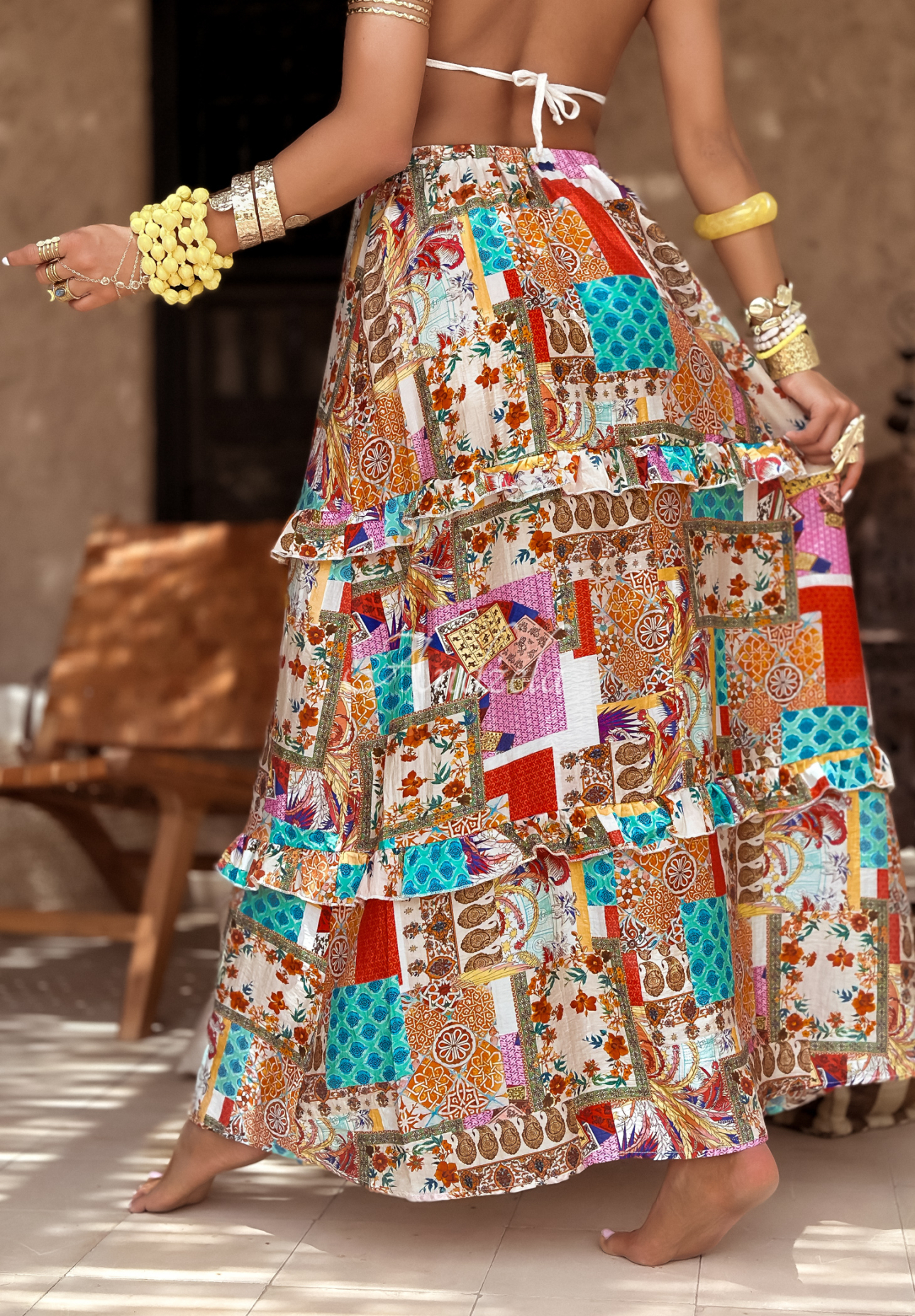 Sweet Summertime orange and blue patterned skirt