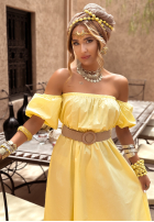 Sukienka hiszpanka z paskiem Summer Villa bananowa