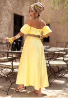 Sukienka hiszpanka z paskiem Summer Villa bananowa