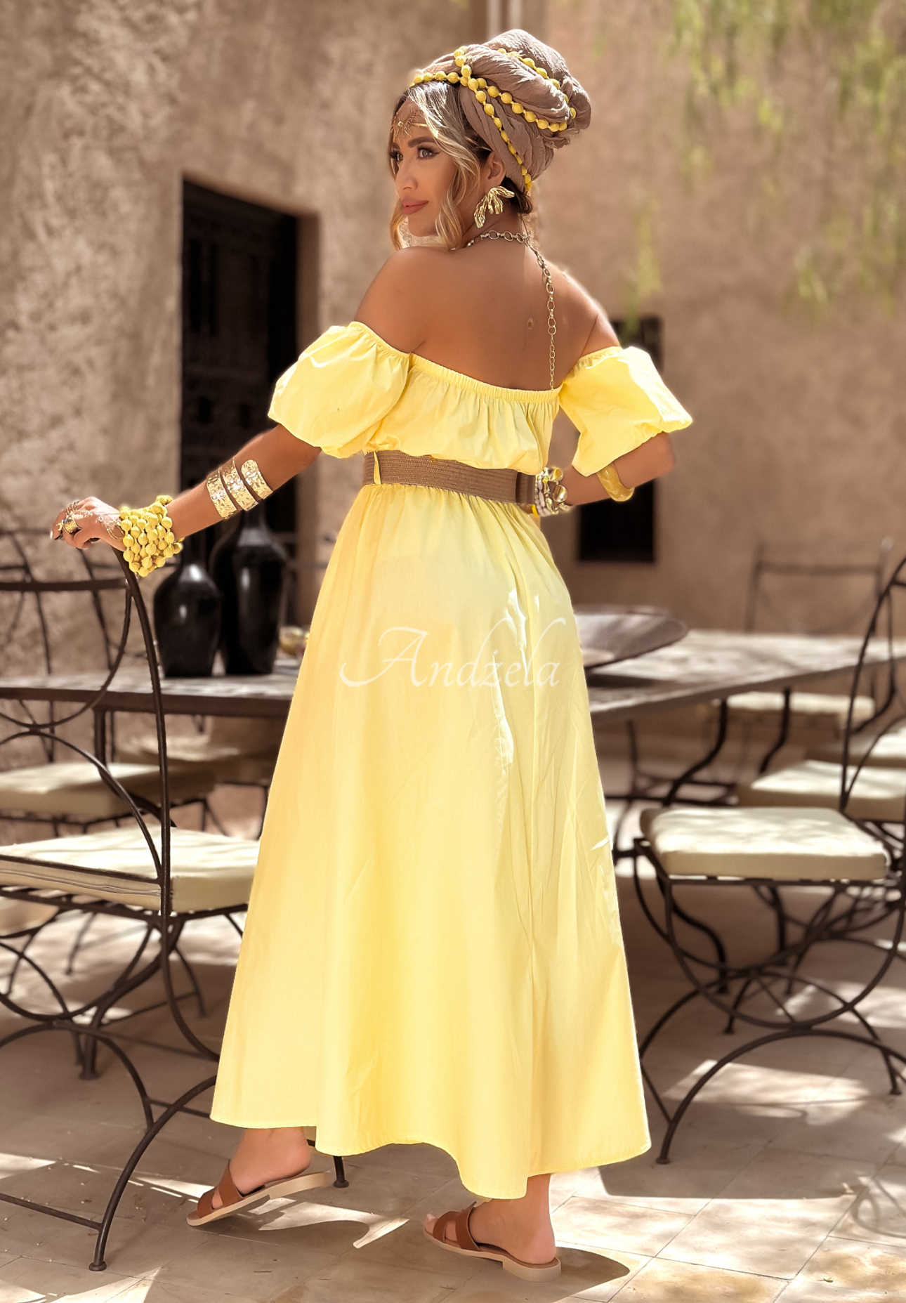 Spanish dress with belt Casablanca banana