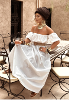 Sukienka hiszpanka z paskiem Summer Villa biała