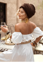 Sukienka hiszpanka z paskiem Summer Villa biała