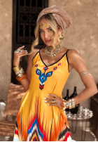 Wzorzysta sukienka maxi na ramiączkach Ananya pomarańczowa