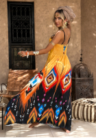 Wzorzysta sukienka maxi na ramiączkach Ananya pomarańczowa