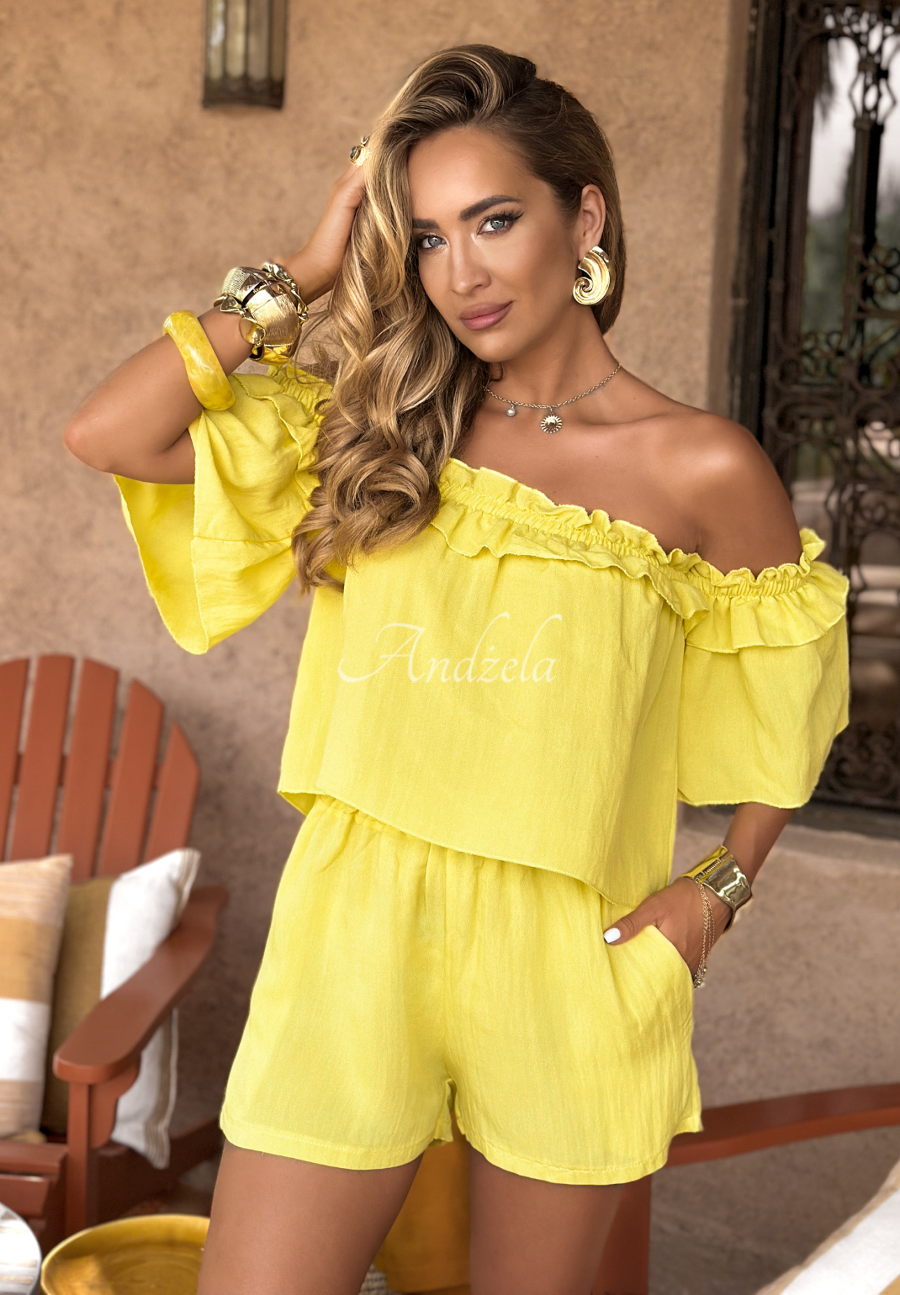 Summer On My Mind set of spain blouse and short shorts banana
