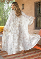 Koronkowa narzutka plażowa boho Vacay Mode beżowa