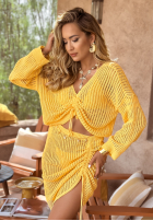 Ażurowy komplet boho I've Missed You Summer bananowy