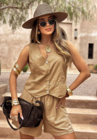 Komplet kamizelka i krótkie spodenki Desert Princess camelowy