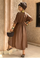 Muślinowa sukienka z rozcięciem The Sunniest Days czekoladowa