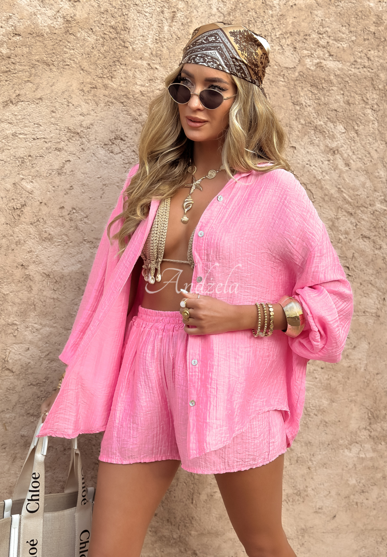 Forever Holidays muslin short shorts pink