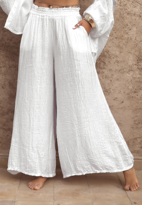 Muslin wide leg pants Forever Holidays white