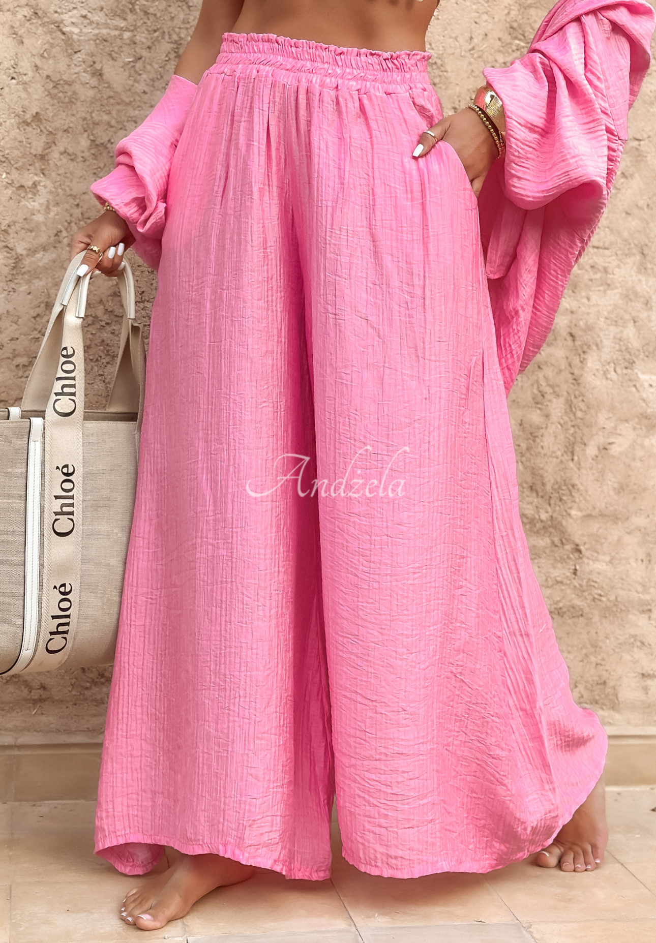 Muslin wide leg pants Forever Holidays pink