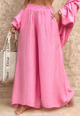 Muslin wide leg pants Forever Holidays pink