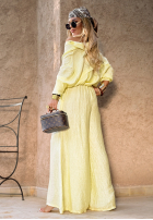 Materiałowe spodnie wide leg Forever June bananowe