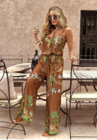 Top na ramiączkach we wzory Jungle Escape czekoladowy