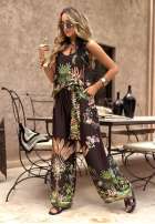 Top na ramiączkach we wzory Jungle Escape czarny