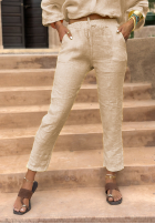 Materiałowe spodnie Afternoon Sun beżowe