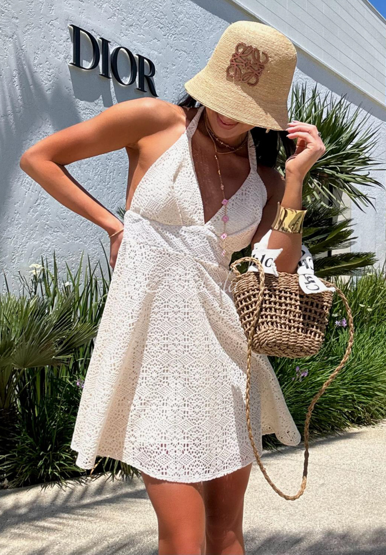 La Milla Dream Of Far Away openwork mini dress white