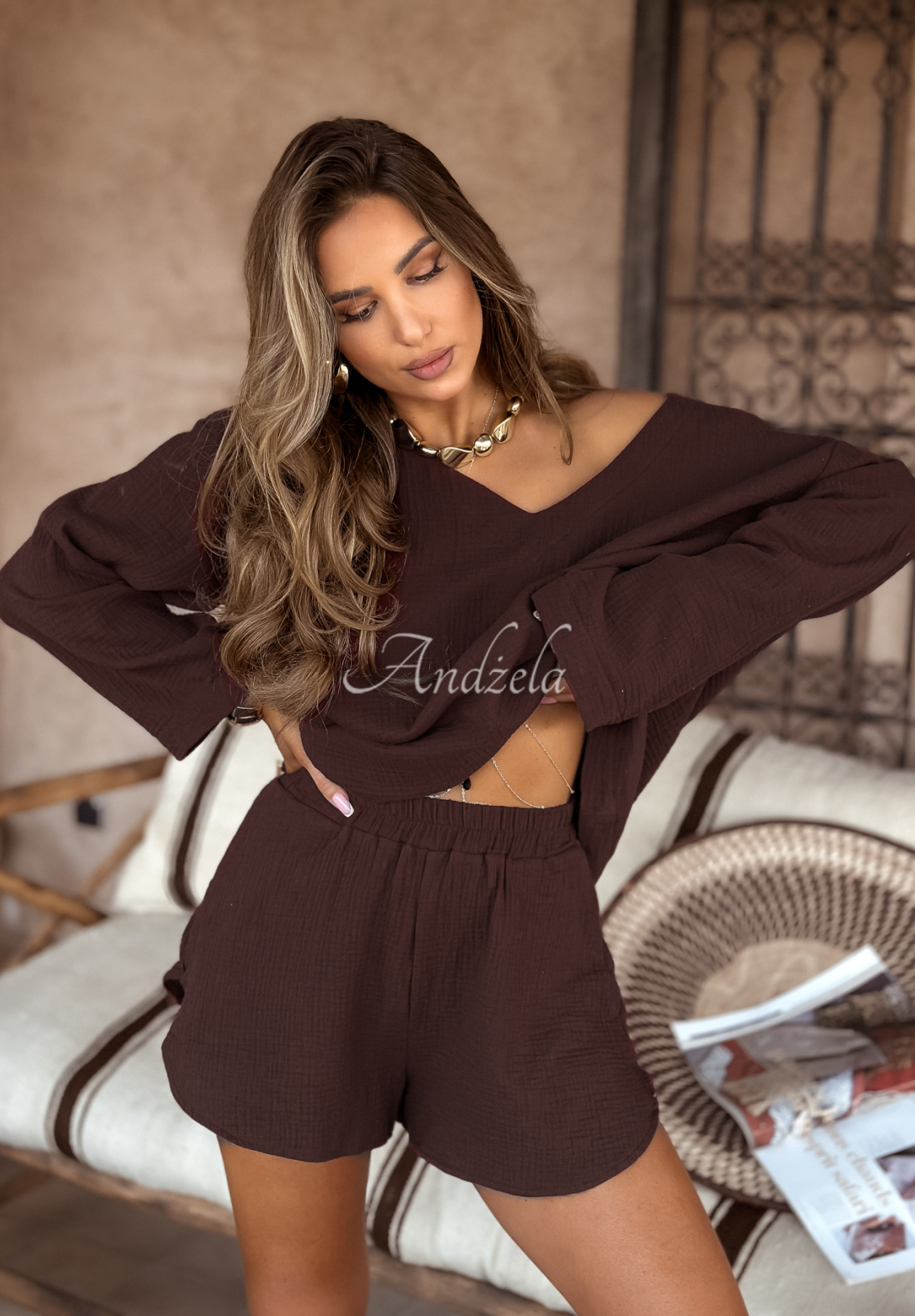 Muślinowe spodenki Malta czekoladowe