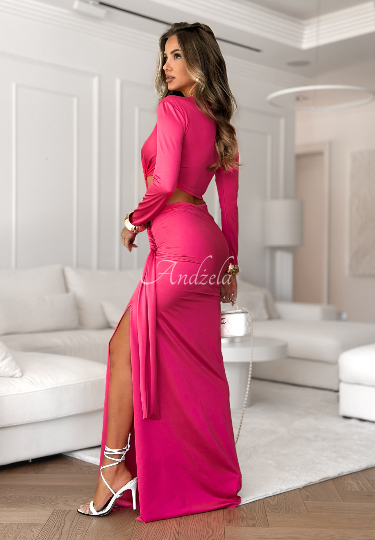 Dance Floor Diva fuchsia maxi dress with pleats