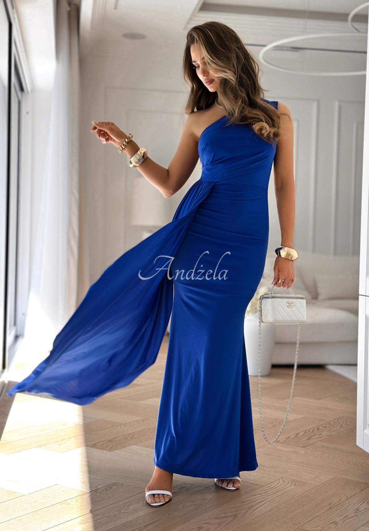 Time To Dance asymmetrical maxi dress cobalt blue
