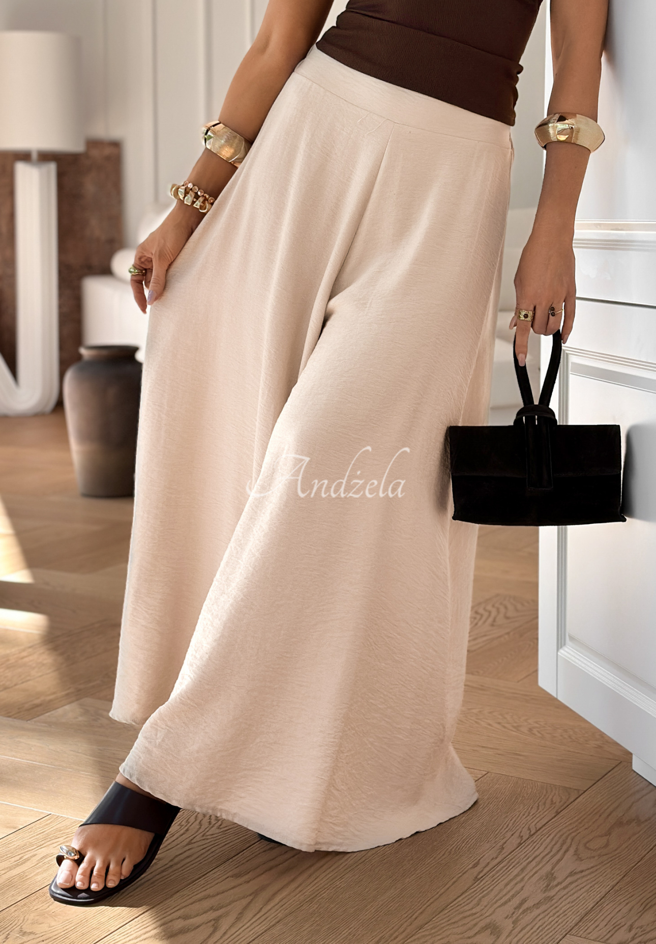 Viscose wide leg pants Place For You beige