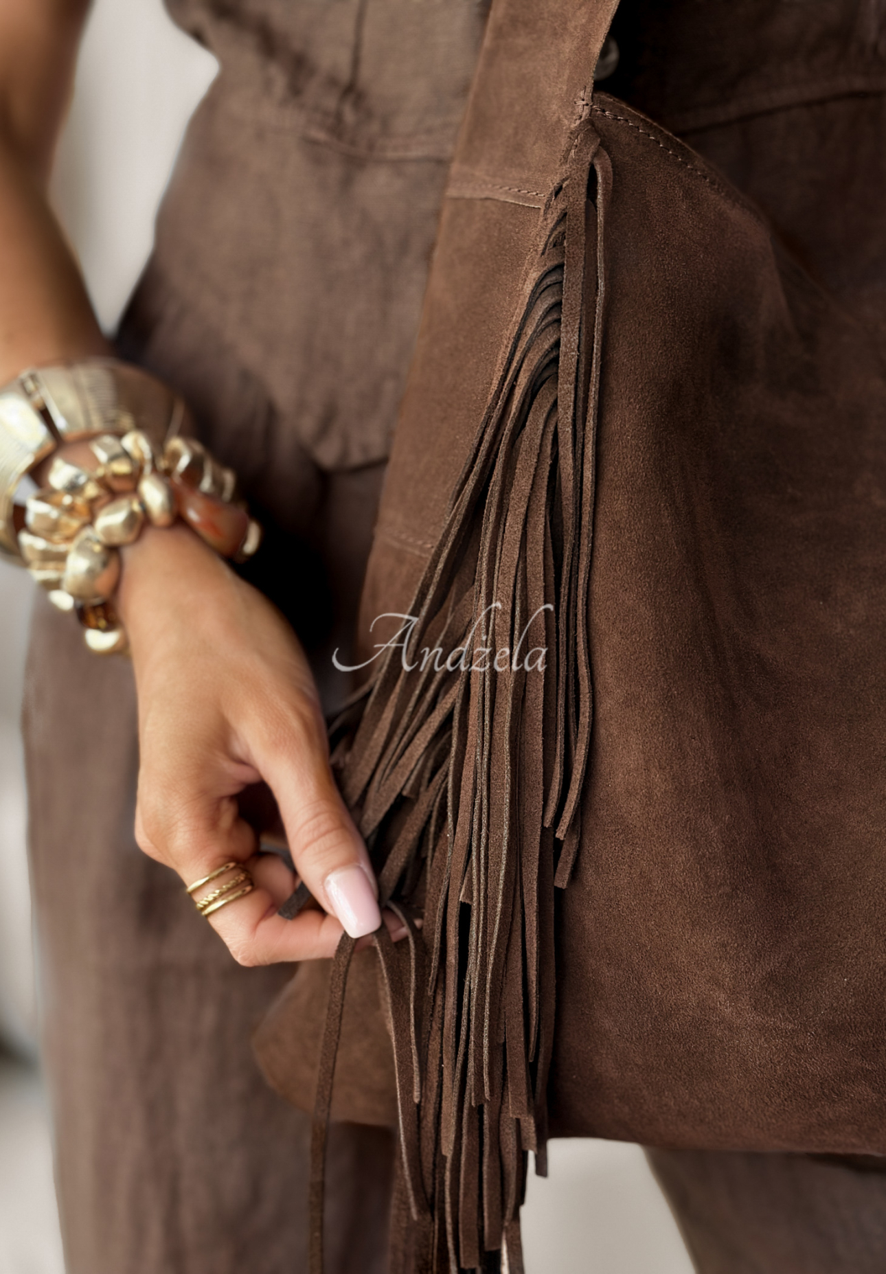 Maybe Next Time chocolate suede fringe handbag
