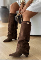 Długie zamszowe kozaki Cartagena czekoladowe