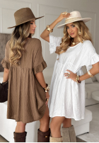 Sukienka z falbankami Tidepool Whispers czekoladowa