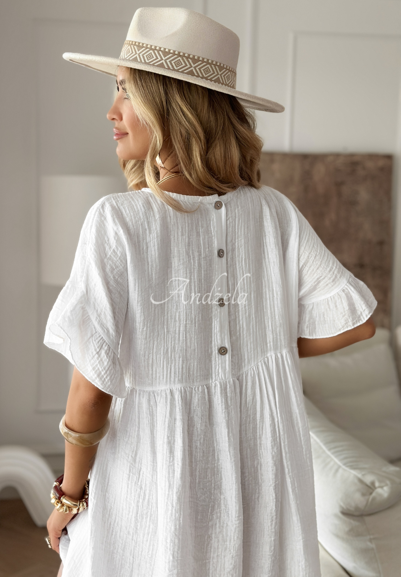 Tidepool Whispers white ruffle dress