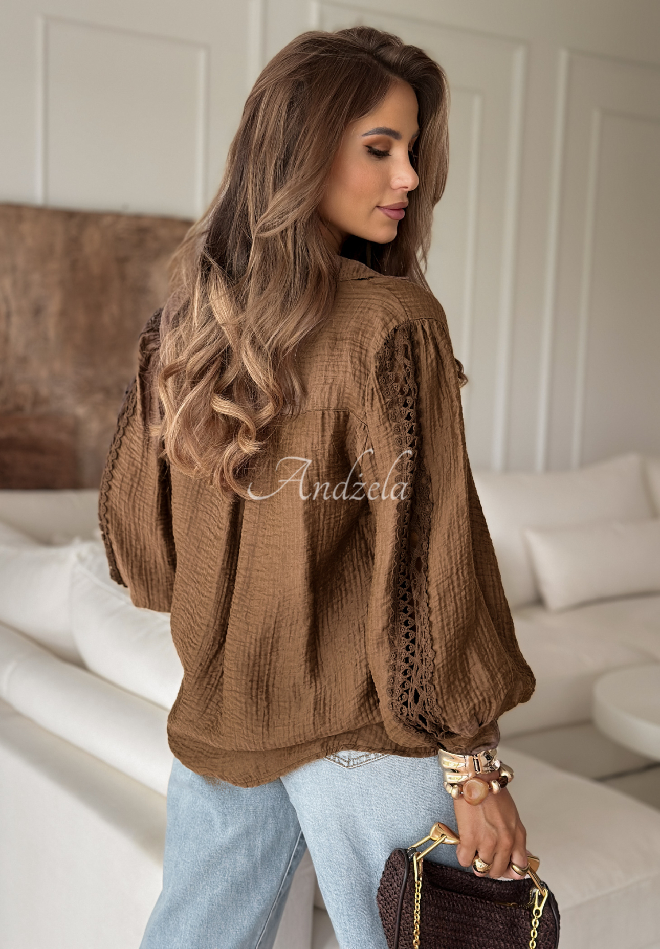 Gentle Breeze chocolate lace shirt