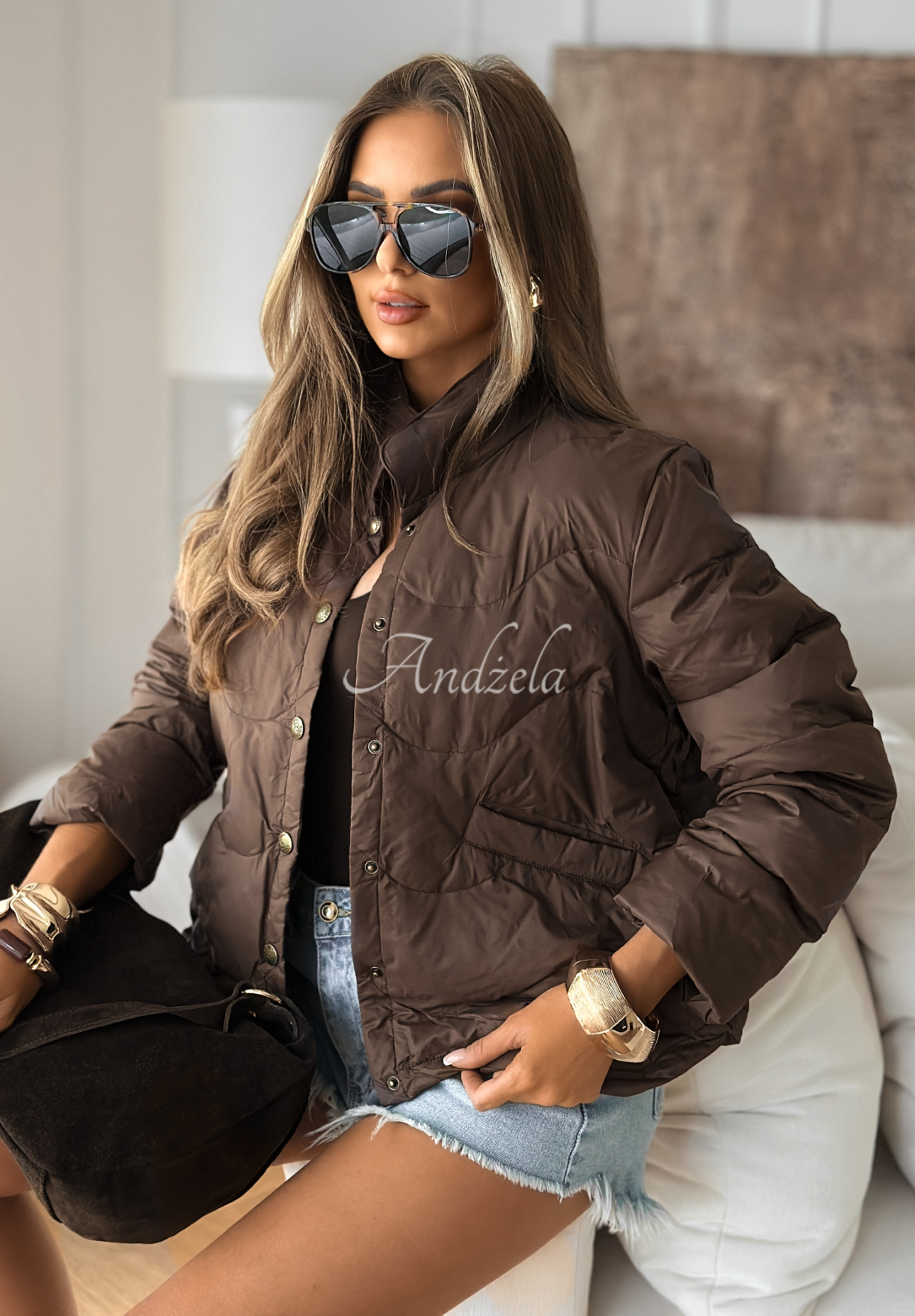 Last Thing chocolate short down jacket