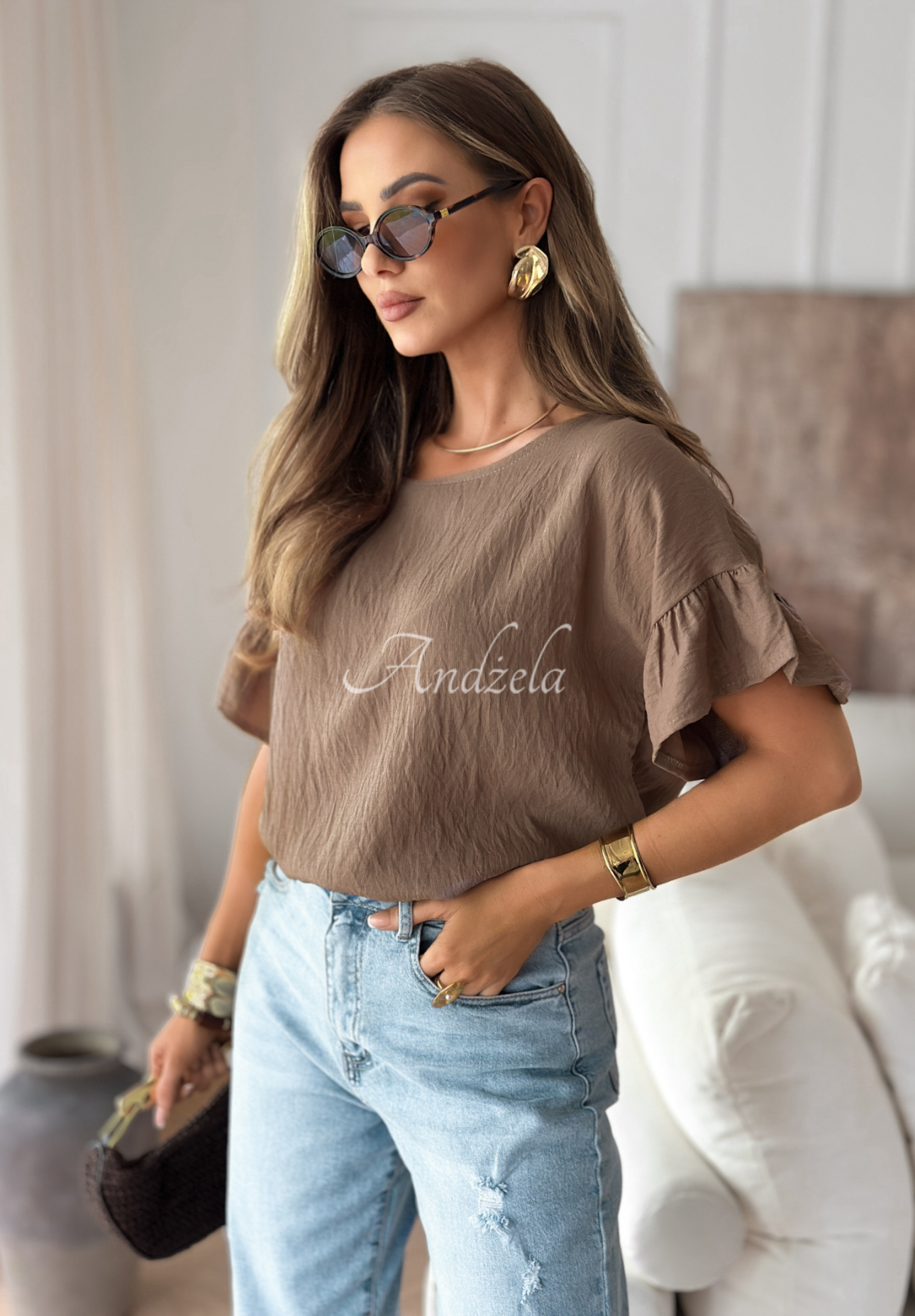 Bluzka oversize Memories Are Forever czekoladowa