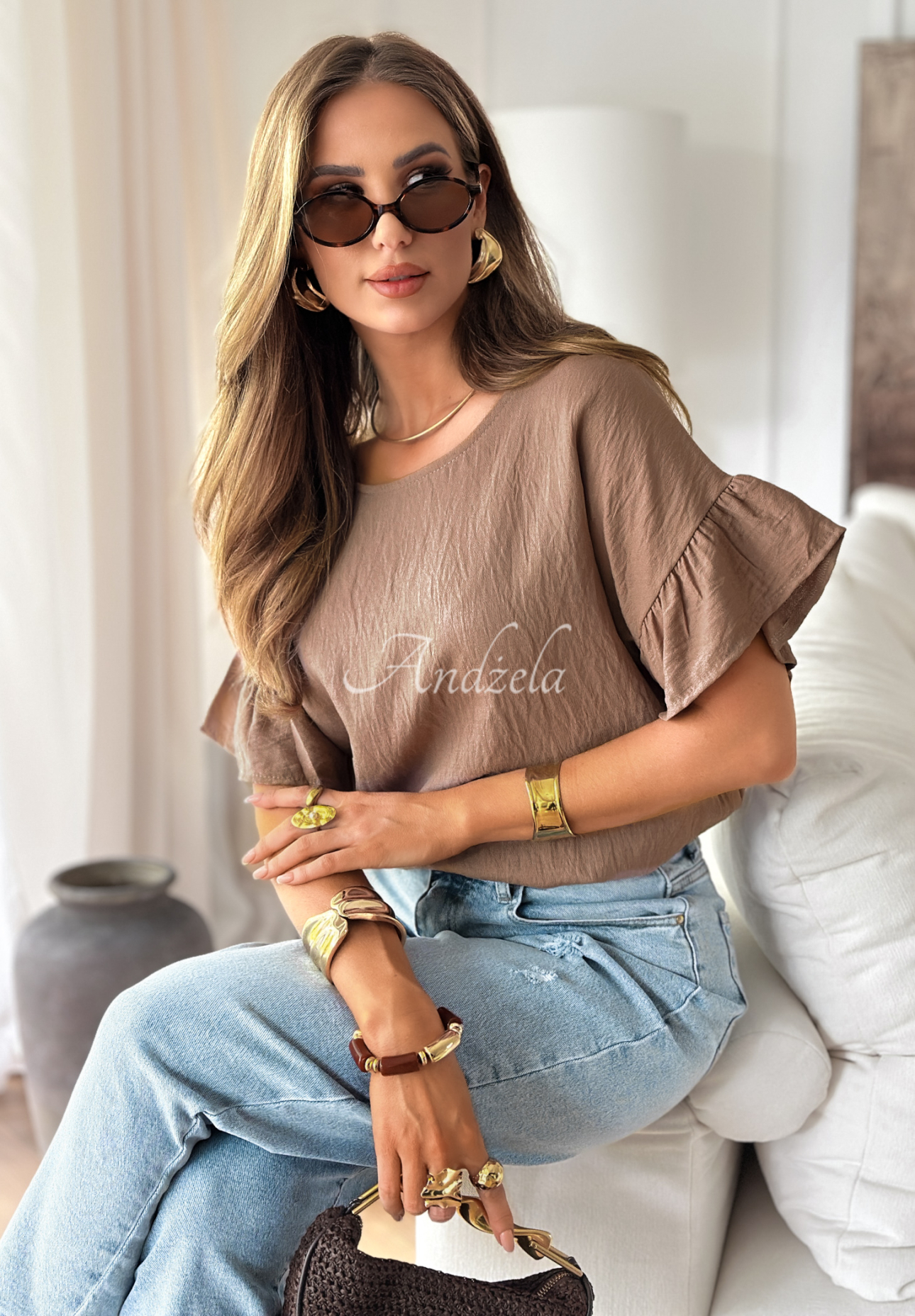 Bluzka oversize Memories Are Forever czekoladowa