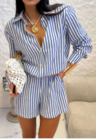 Komplet koszula i spodenki w paski La Milla Not Interested biało-niebieski