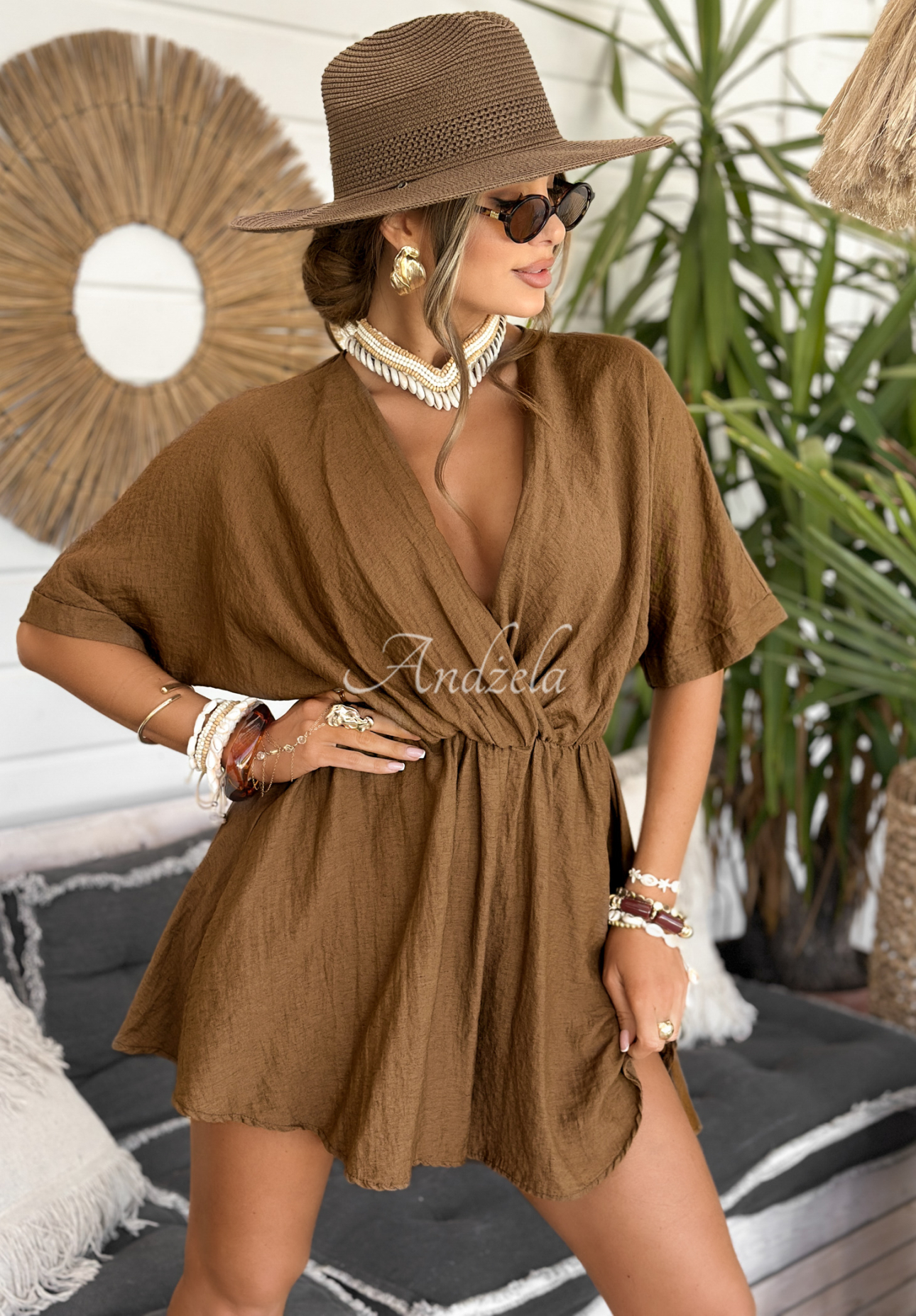 Beach And Sunshine short viscose jumpsuit chocolate