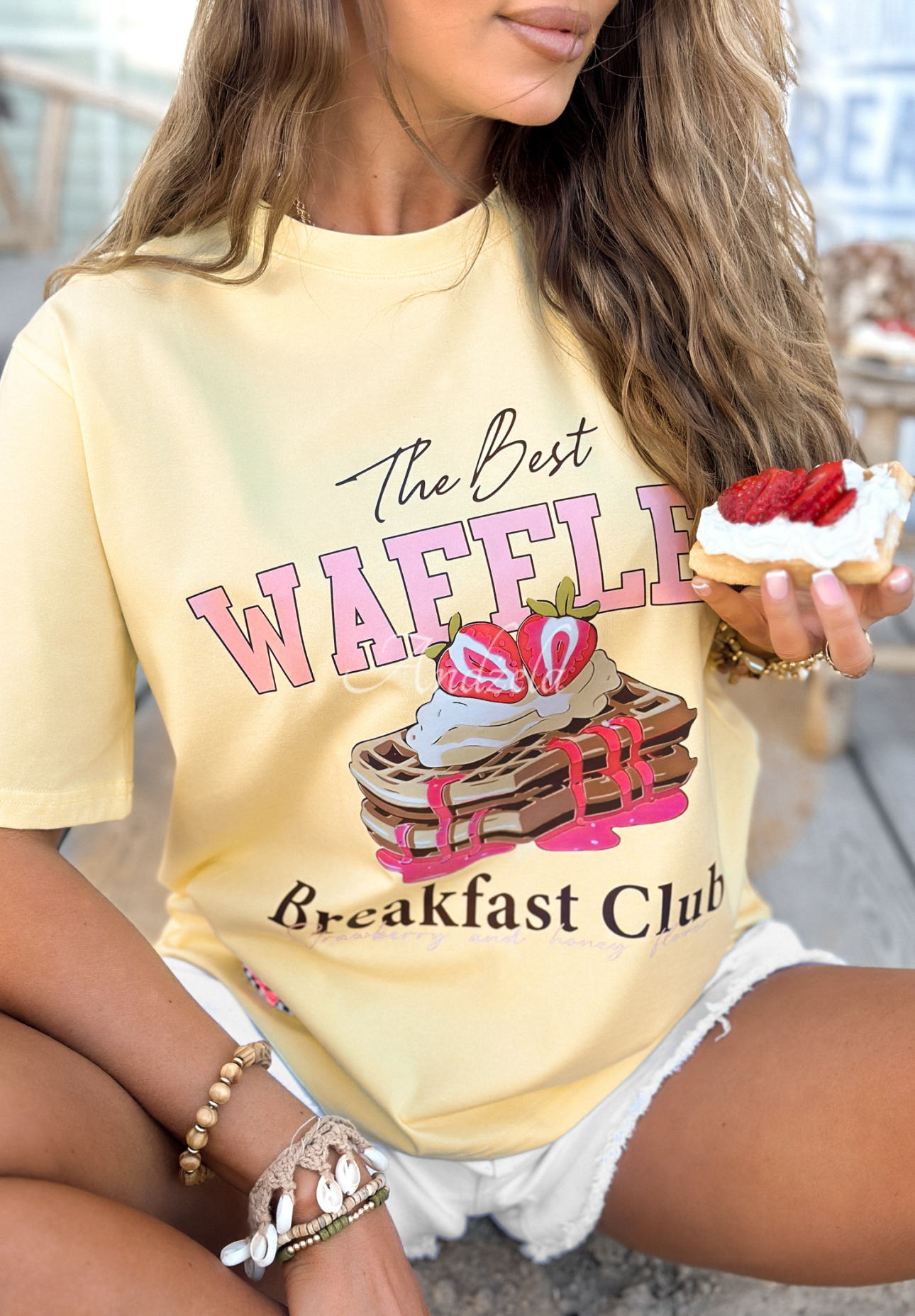MC The Best Waffles banana print t-shirt