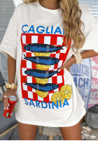 T-shirt z nadrukiem MC Sardinia ecru