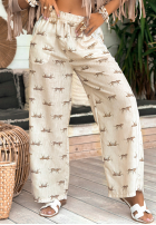 Spodnie wide leg we wzory Summer Charisma beżowe