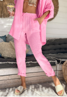 Materiałowe spodnie Afternoon Sun różowe