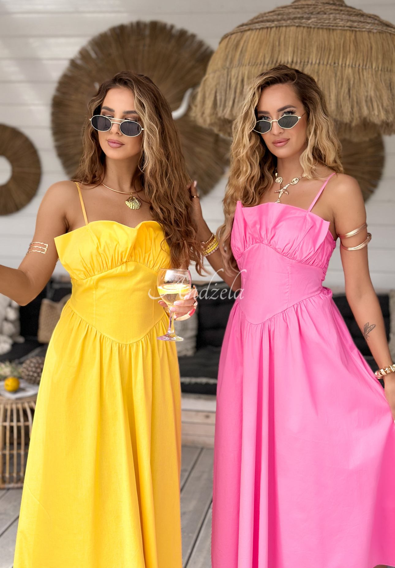 Strapless midi dress Summer Dates pink