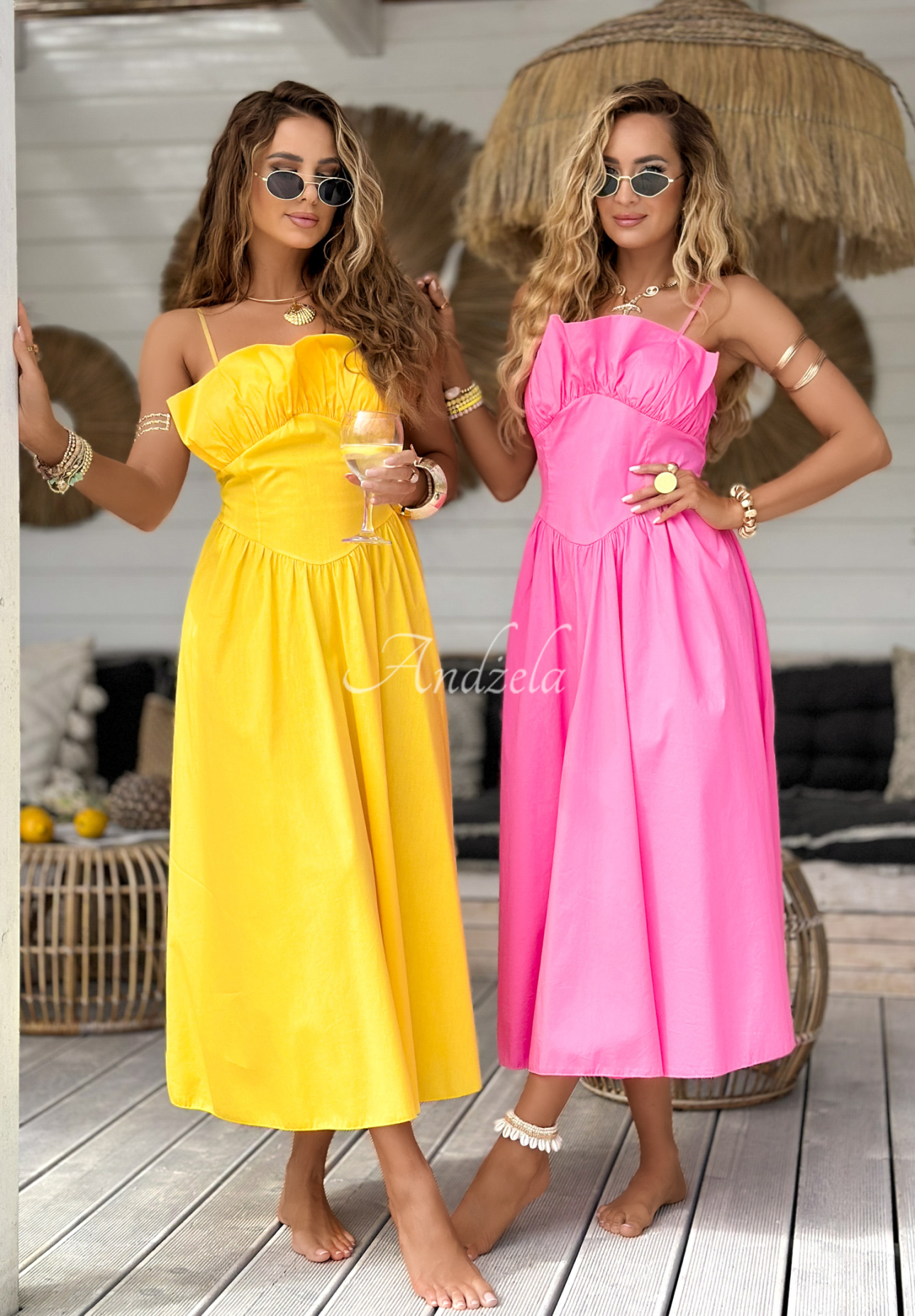 Strapless midi dress Summer Dates pink