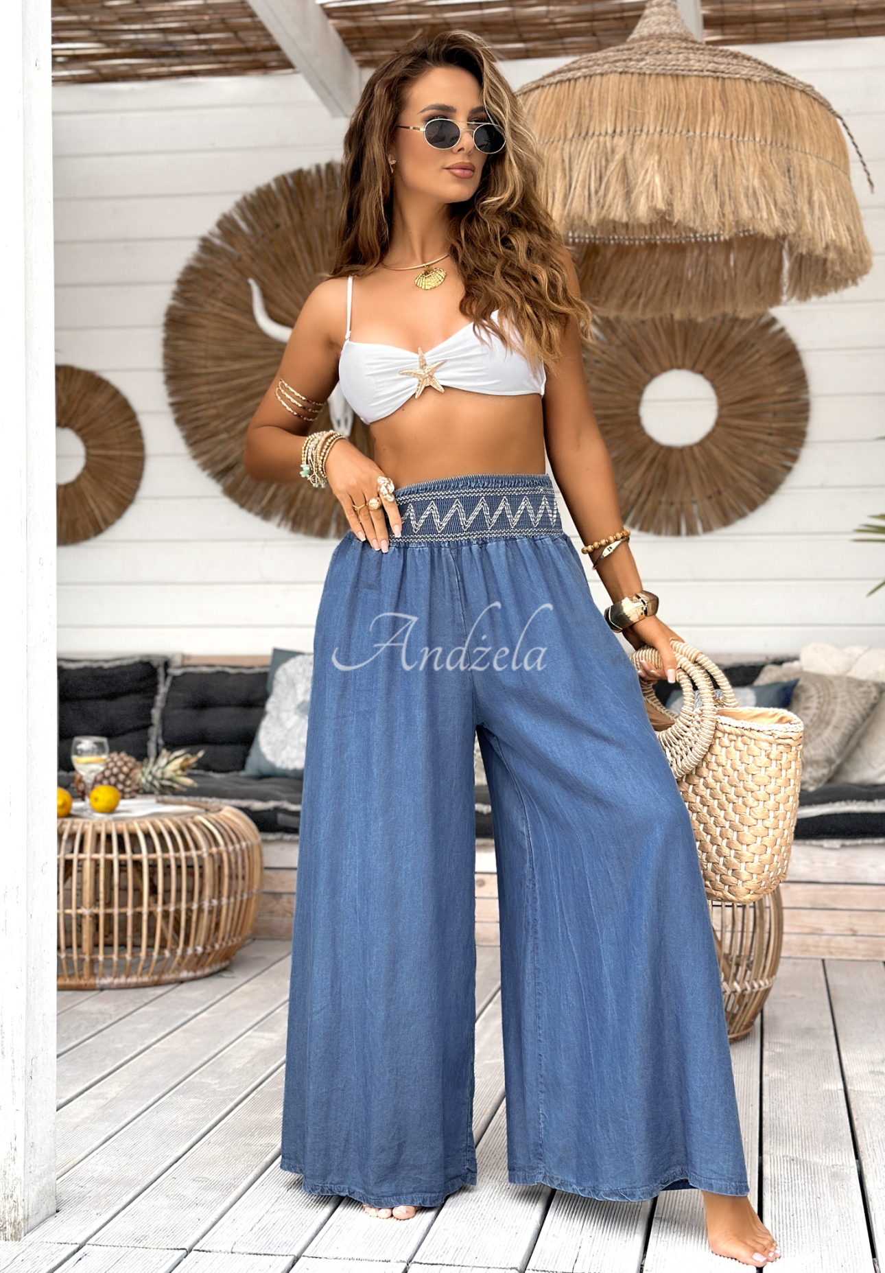 Extremely Welcome wide leg pants blue