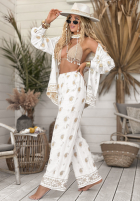 Haftowane spodnie boho Serene Beaches białe