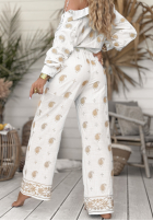 Haftowane spodnie boho Serene Beaches białe