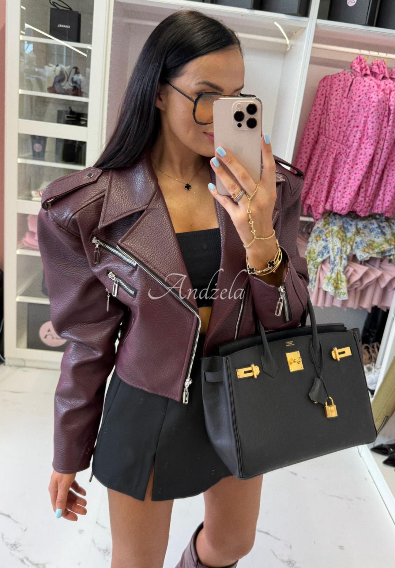 La Milla Really Notice maroon leather ramones jacket